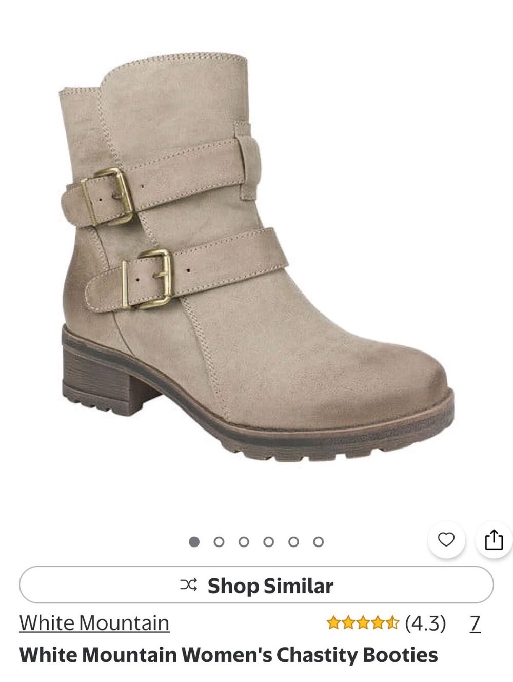 White Mountain Women's Chastity Booties - Taupe SZ 11/ NWT! Moto Boots